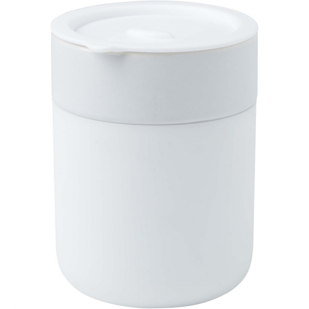 Logo trade promotional merchandise picture of: Java 330 ml ceramic tumbler with silicone wrap and plastic lid